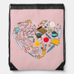 Teacher Instructor Professor Tool Heart Drawstring Bag