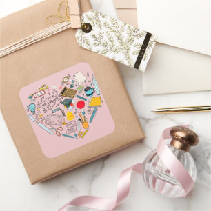 Teacher Instructor Professor Tool Heart Square Sticker