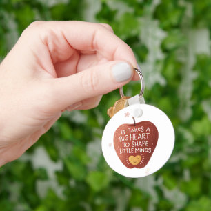 Teacher It Takes a Big Heart Apple Keychain