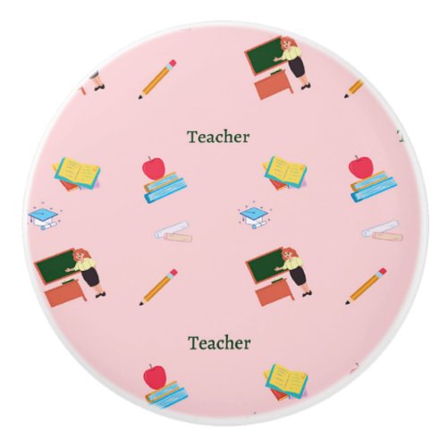Teacher job pattern on pink ceramic knob