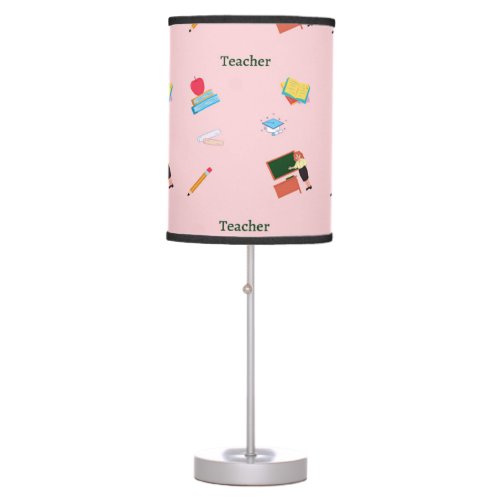Teacher job pattern on pink table lamp