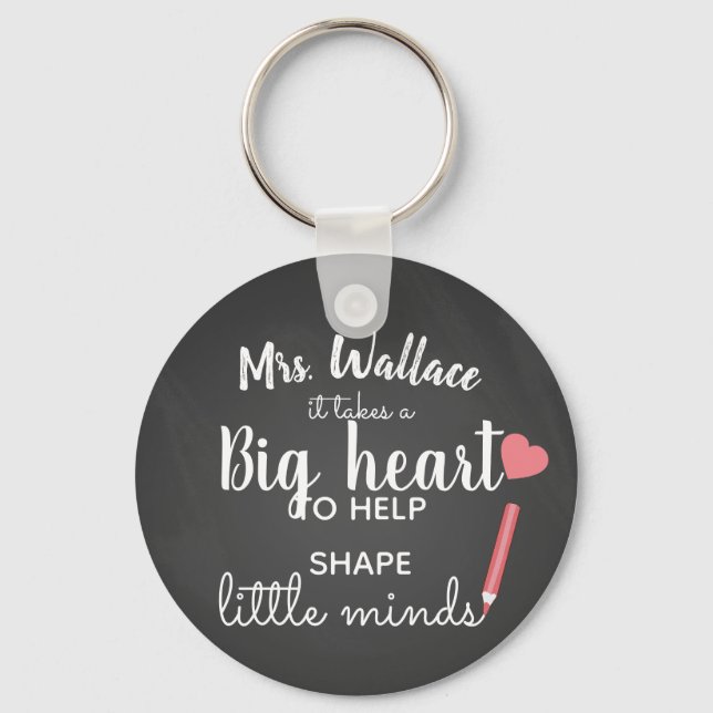 Teacher Keychain, A Big Heart to Teach Little Mind Keychain (Front)
