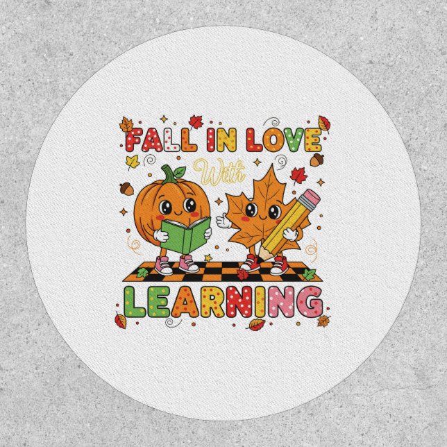 Teacher Kids Retro Fall In Love With Learning  Patch (Front)