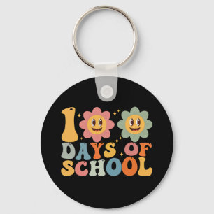 Teacher Kids Retro Groovy 100 Days 0f School  Keychain