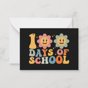Teacher Kids Retro Groovy 100 Days 0f School  Note Card