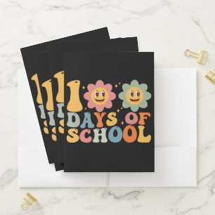 Teacher Kids Retro Groovy 100 Days 0f School Pocket Folder