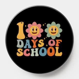 Teacher Kids Retro Groovy 100 Days 0f School PopSocket