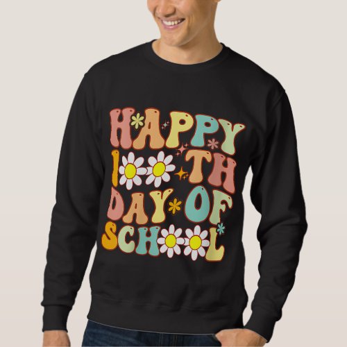 Teacher Kids Retro Groovy 100 Days Happy 100th Day Sweatshirt