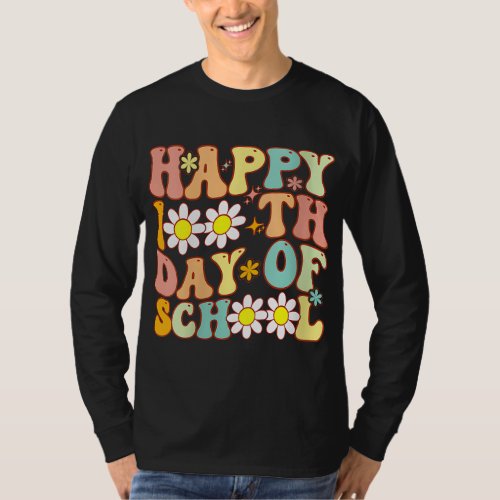 Teacher Kids Retro Groovy 100 Days Happy 100th Day T_Shirt