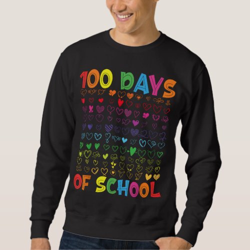 Teacher kids Student Boy Girl 100 Hearts Sweatshirt