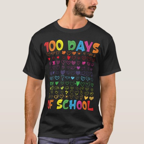 Teacher kids Student Boy Girl 100 Hearts T_Shirt