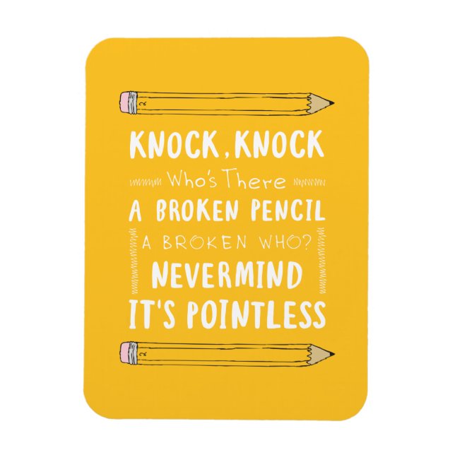 Teacher Knock Knock Jokes Pencil Puns Kid Humor Magnet (Vertical)