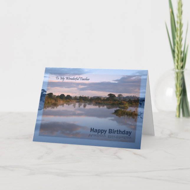 Teacher, Lake at dawn Birthday card (Front)