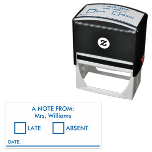 Teacher Late Absent Notice Editable Self-inking Stamp