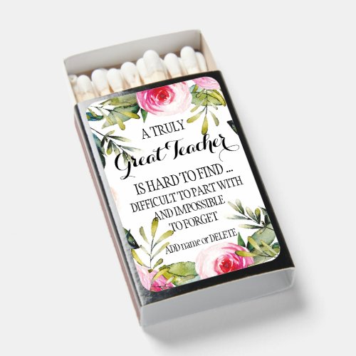 Teacher Leaving Appreciation retirement thank you  Matchboxes