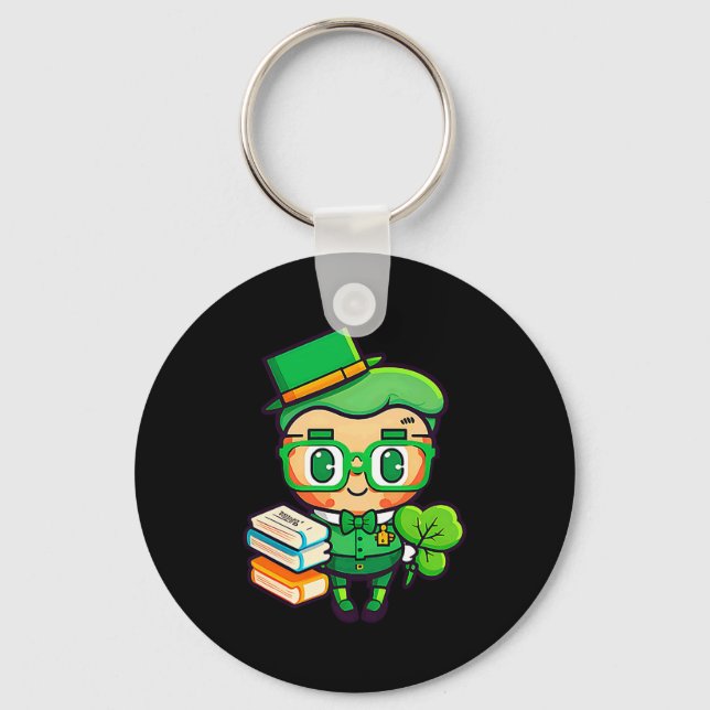 Teacher Leprechaun St Patricks Day Teacher T Shirt Keychain (Front)
