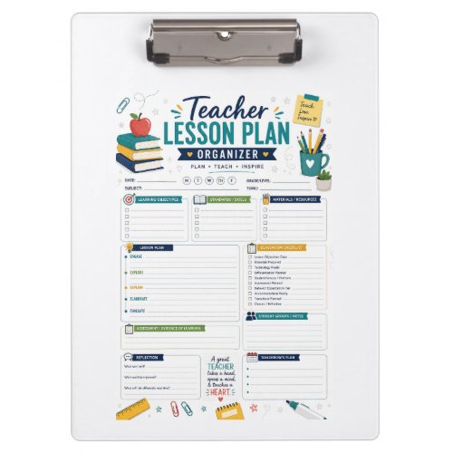 Teacher Lesson Plan Organizer Clipboard for Classr