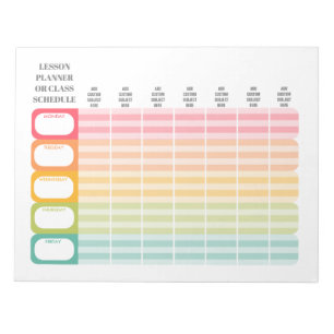 Teacher Lesson Planner or Class Schedule Notepad