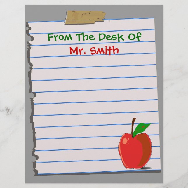 Teacher Letterhead Stationery (Front)
