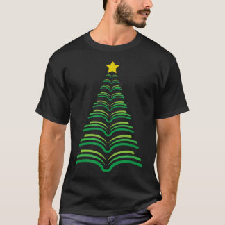 Teacher Librarian Christmas Books Tree Present T-Shirt
