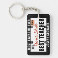 Teacher License Plate Funny Keychain