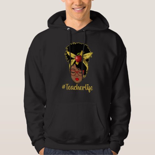 Teacher Life Black Afro African Melanin Women Back Hoodie