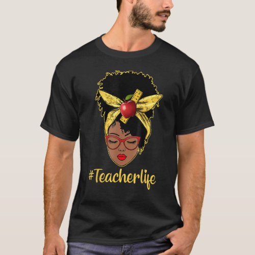 Teacher Life Black Afro African Melanin Women Back T-Shirt