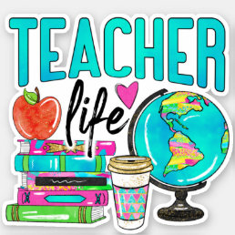 teacher life colorful planner notebook laptop sticker