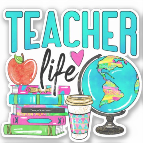 teacher life colorful planner notebook laptop sticker