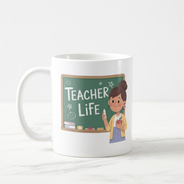 Teacher Life Cute Teacher Chalkboard Coffee Mug Te (Left)