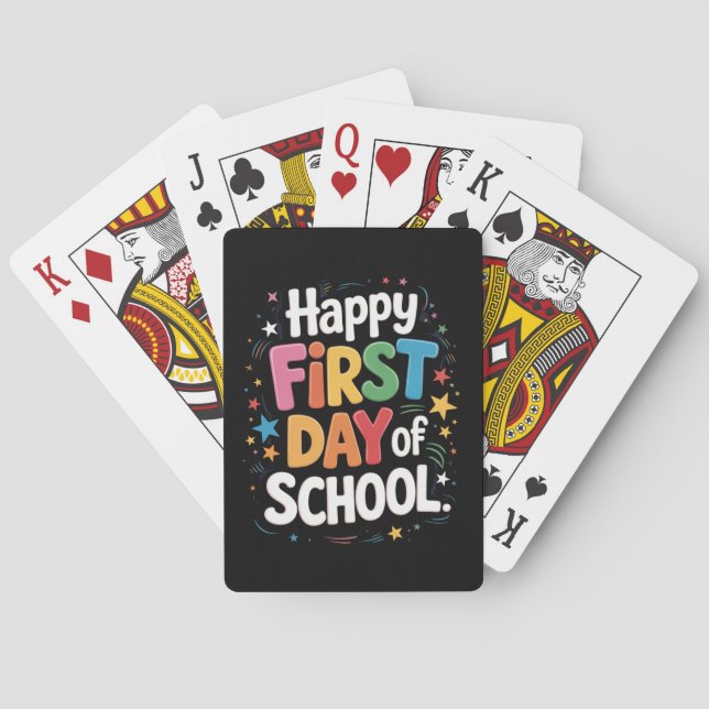 Teacher Life Gift Happy First Day Of School  Poker Cards (Back)