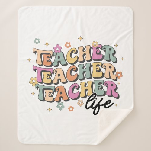Teacher Life Groovy Sherpa Blanket Gift