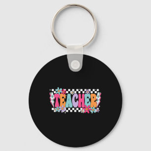Teacher Life Happy First Day Of School Funny Back  Keychain