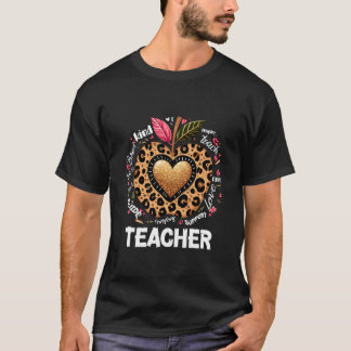 Teacher Life Leopard Apple Teacher's Day Back to S T-Shirt
