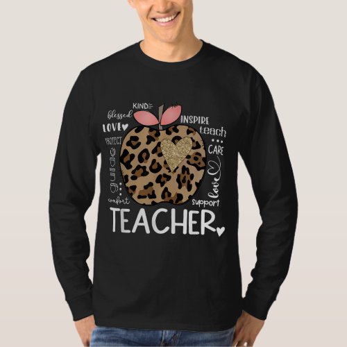 Teacher Life Leopard Apple Teachers Day Back To S T_Shirt