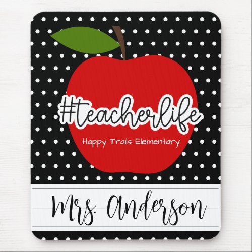 Teacher Life Red Apple Mousepad
