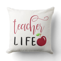 teacher life red apple teachers throw pillow