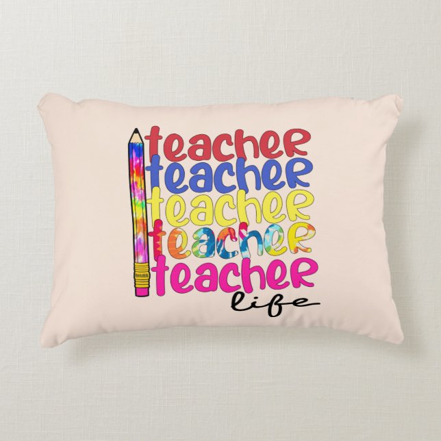 Teacher Life Repeated Pattern - Stylish Educator Accent Pillow (Front)