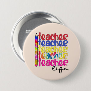Teacher Life Repeated Pattern - Stylish Educator Button