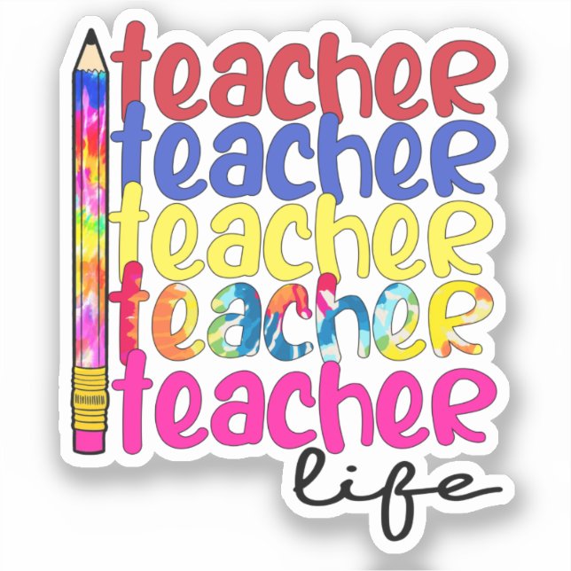 Teacher Life Repeated Pattern - Stylish Educator Sticker (Front)
