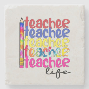 Teacher Life Repeated Pattern - Stylish Educator Stone Coaster