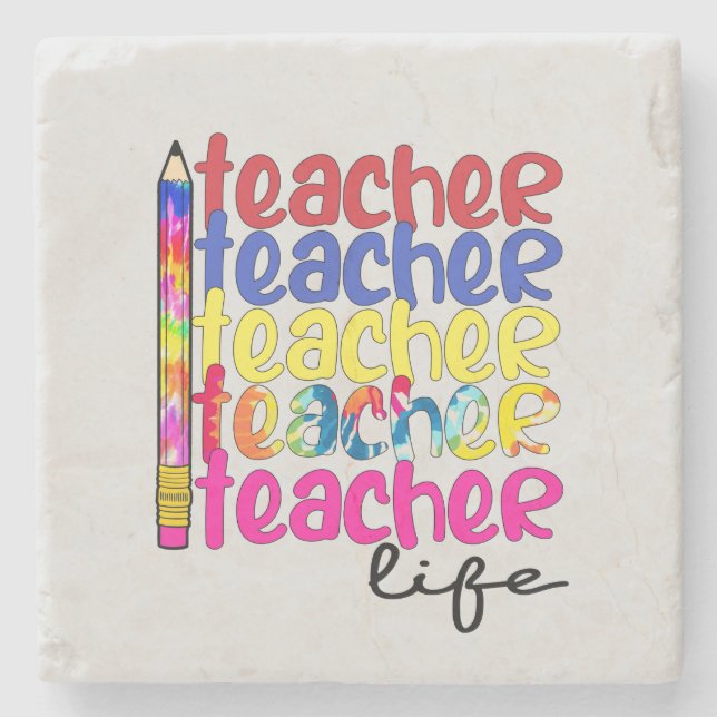 Teacher Life Repeated Pattern - Stylish Educator Stone Coaster (Front)