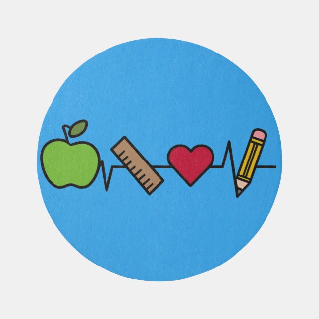 Teacher Life Rug – Heartbeat Classroom Round Floor (Front)