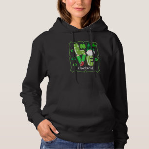 Teacher Life St Patricks Day Gnomes Shamrock Irish Hoodie