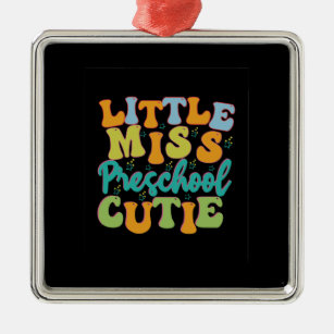 Teacher Little Miss Preschool Cutie Metal Ornament