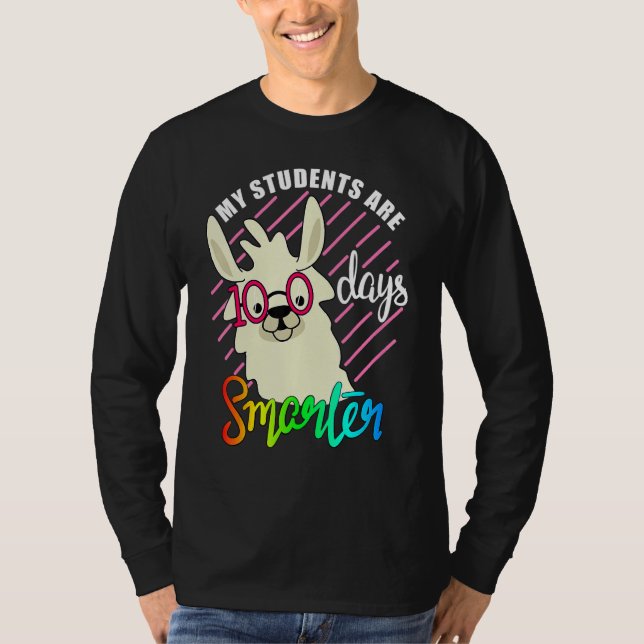 Teacher Llama lovers My Students are 100 Days smar T-Shirt (Front)