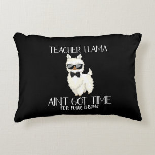 Teacher Llama – No Time for Drama Funny Educator Accent Pillow