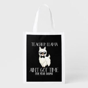 Teacher Llama – No Time for Drama Funny Educator Grocery Bag