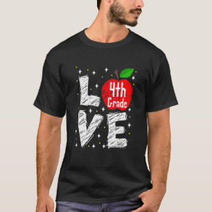 Teacher Love 4th Grade Apple T-Shirt