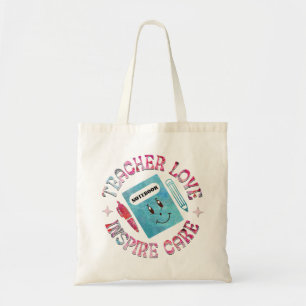 Teacher Love Inspire Care Cute Fun Tote Bag